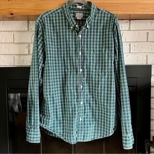 Vintage J. Crew Men's Plaid Green Long Sleeve